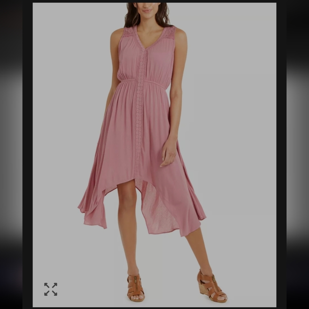 Style & Co Women's Large Blush Pink Sleeveless Knit Asymmetrical Midi Dress M